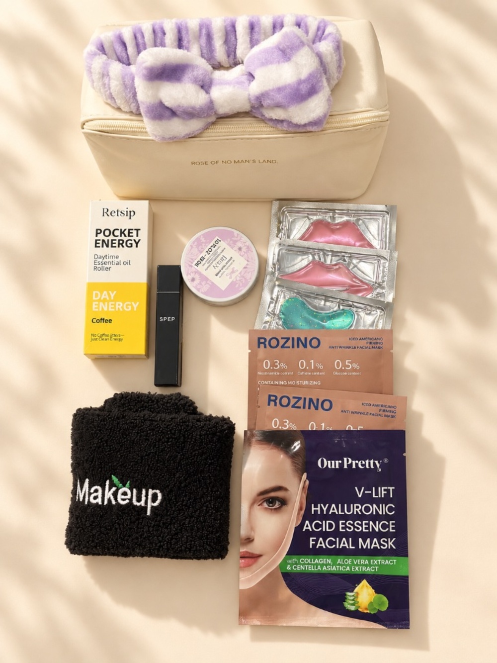 Lavender Spa & Self-Care Bundle | Cosmetic Bag, Headband & Masks